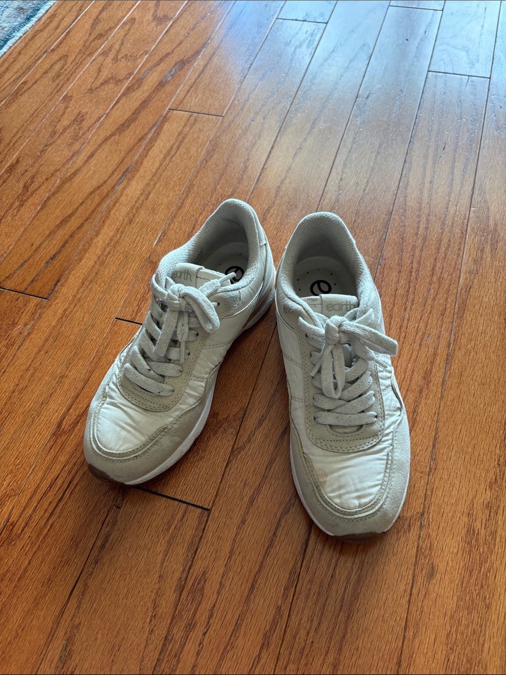 Earth Neutral-Tone Lace-Up Sneakers in Beige